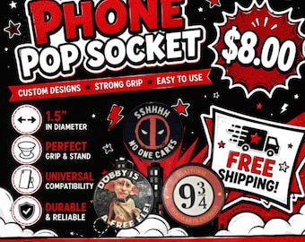 DEADPOOL & HARRY POTTER Sublimated Pop Sockets | Cell Phone, Tablet, Phone Case