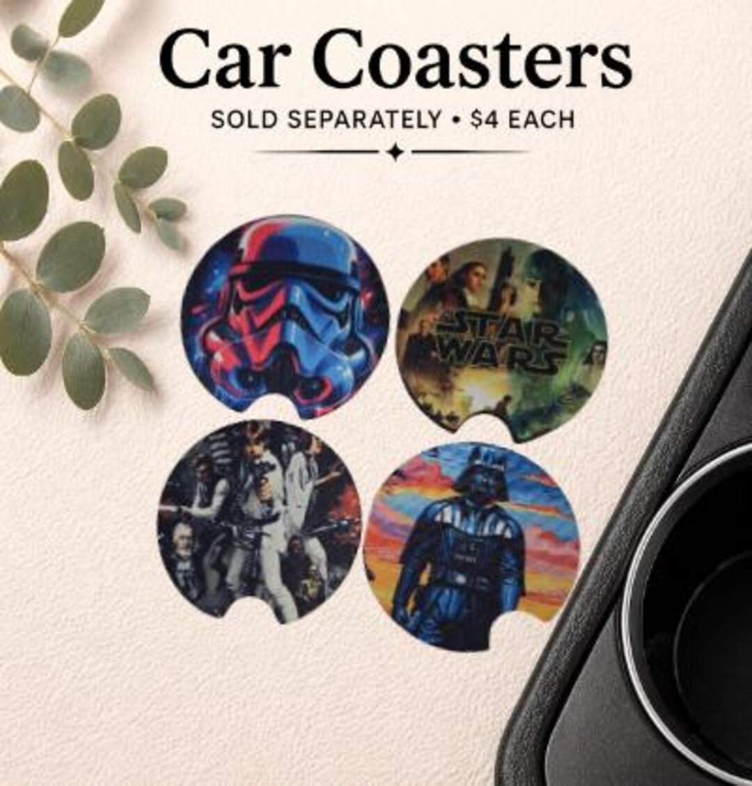 STAR WARS Car Cup Holder Coasters Set | Neoprene Car Coasters ...