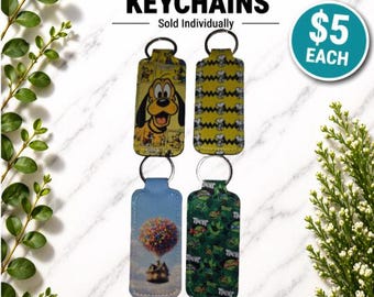 CARTOON Lip Balm / Chapstick Holder Keyring | Neoprene Lipstick Pouch | Keychain Accessory | Gift