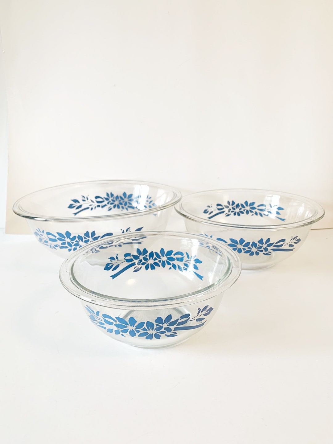 Pyrex Blue Ribbon Mixing Bowl Set Etsy