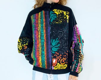 Chaqueta vintage de los 80 y principios de los 90, de algodón negro, estilo hippie/hiphop/jams.