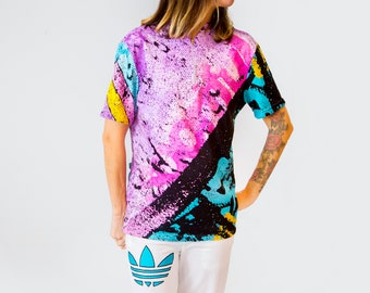 90s Color Block Sport Tshirt Men Cycling Top SPORTFUL Zip Up Rave Tshirt Large