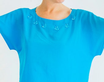 Süße blaue Bär Seide Top Kawaii Japan Bluse