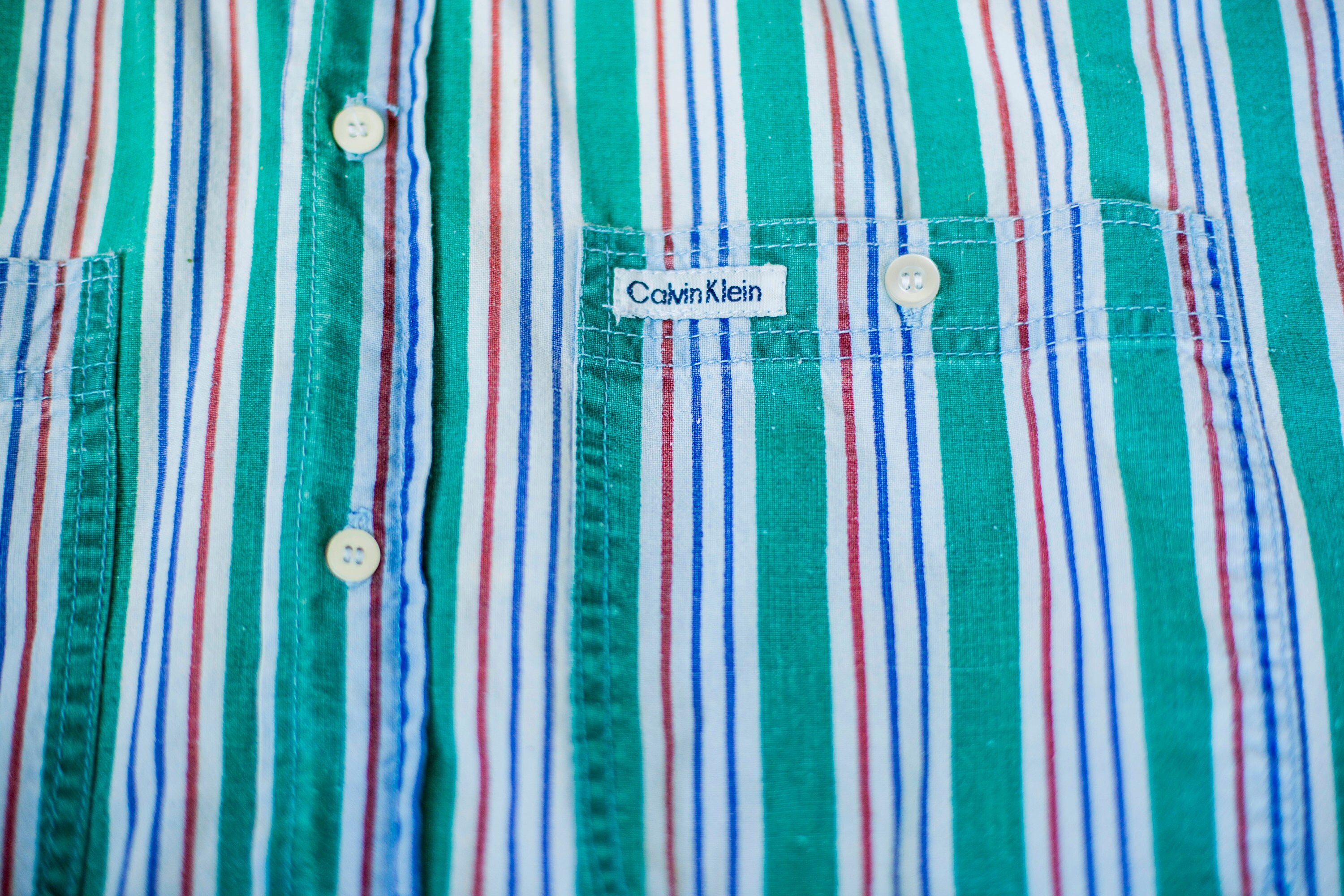 Calvin Klein Camicia Vintage a Righe Verde Blu Camicia Abbigliamento Abbigliamento uomo Camicie e magliette Camicie Oxford e button-down 