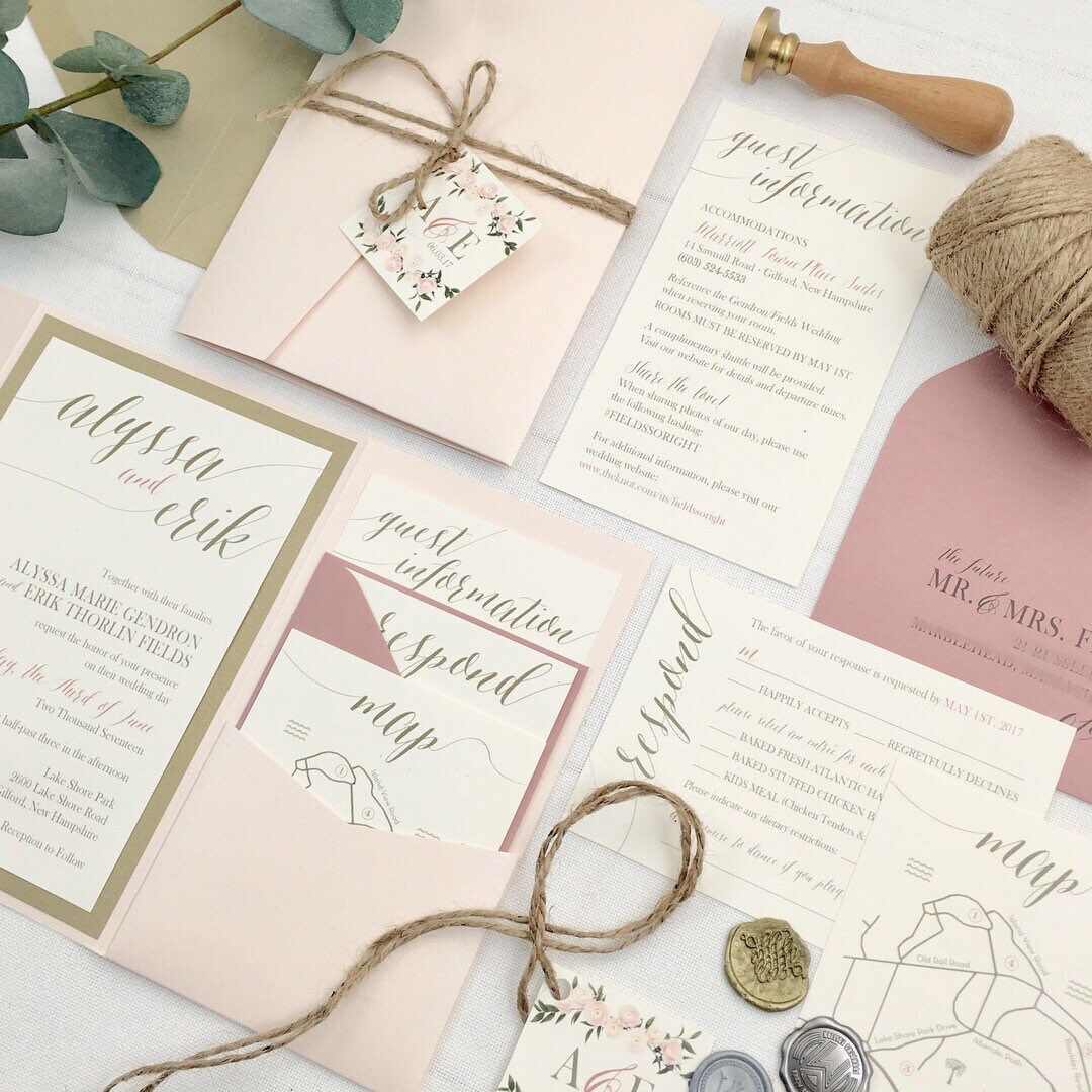Blush and Gold Wedding Invitations Blush and Rose Wedding Etsy