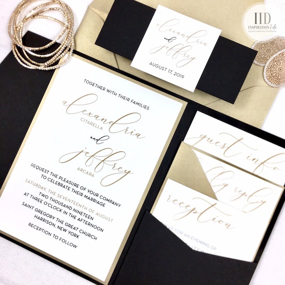 black tie wedding invite