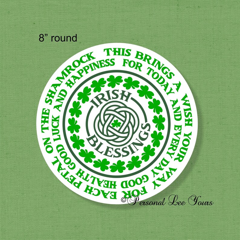 8 Round Irish Blessings Metal Wreath Sign Adhesive Mounts Included