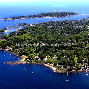 Marblehead harbor Fluen Point Massachusetts 16&quot; X 20&quot; Frameable Aerial Photograph by Todd Lyon