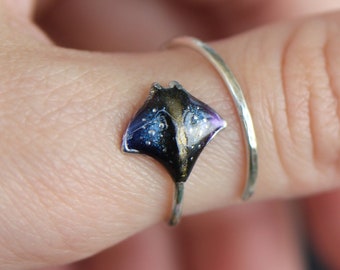 Adjustable Manta Ring Totem Ring Manta Ray Silver Stingray Jewelry Open Ring Adjustable Ring Size Polymer Clay Ring Animal Jewelry Cute Ring
