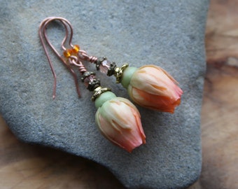 rose earrings, rosebud earrings, rose buds earrings