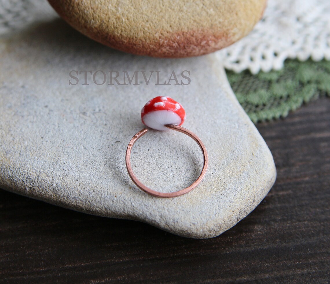 Mushroom Ring Polymer Clay Ring Forets Ring Amanita Mushroom Ring