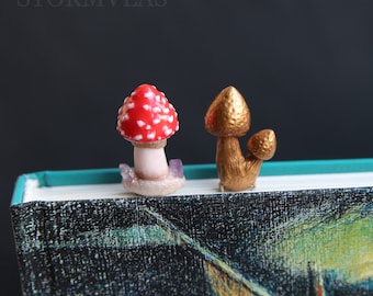 Mushroom Clip Bookmark Fly Agaric Bookmarks Polymer Clay Toadstool Pin Amanita Tiny Forest Accessories