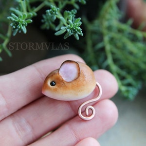 Mouse Brooch Totem Pin Mouse Pin Mice Brooch Animal Lover Jewelry Polymer Clay Brooch Animal Jewelry Cute Brooch Cute Pin