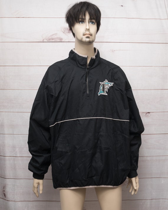 フロリダマーリンズ アノラック ジャケット Lサイズ MARLINS Vintage Florida Marlins Majestic Black Quarter Zip Black Pullover