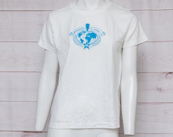 Hard Rock Cafe Vintage Blau & Weiß Größe XL Kurzarm T-Shirt Dead Stock New With Tags Ambassadors of Rock Free Ship