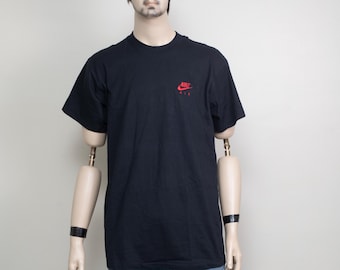 Vintage 90s Nike Cursive Spell Out Black Cotton T Shirt Size