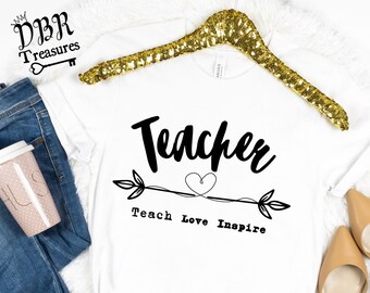 Teach Love Inspire PNG File, Teacher PNG File, Teacher Sublimation Design, PNG Teacher Shirt Design, Teacher Gift, Gift for teacher