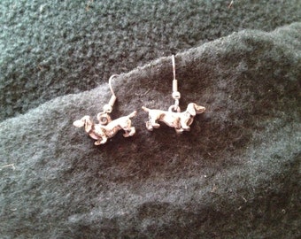 Vintage 3D Dachshund Dangling Earrings