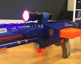 Nerf Compatible Flashlight Rail Mount Unit and LED Flash Light (Combo) - Any COLOR