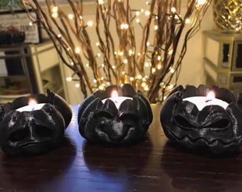 Scary Halloween Tea Candle Pumpkins Candles Includes, Mad, Sad & Happy Any Color