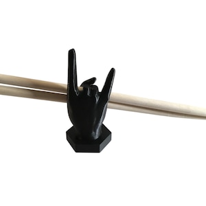 Rock-On Drumstick Holder Stand Display -Any Color SSWI, Heavy Metal Hand Gesture