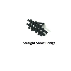 May include: Black plastic straight short bridge for a model train set.