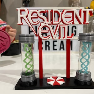 Resident Evil Umbrella Corporation T-Virus Props With Multi- Color VIal Display Sign!  TVirus
