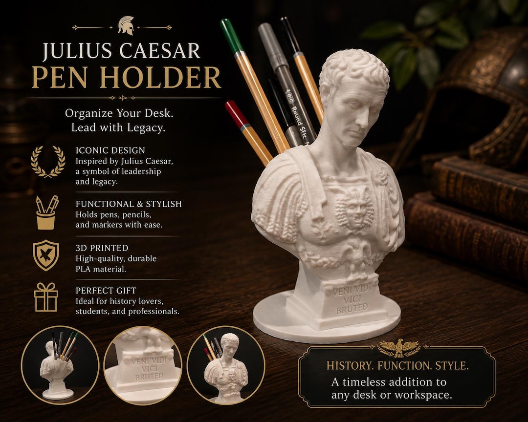 Julius Caesar Ides of March Pen / Pencil Holder Sculpture Desktop