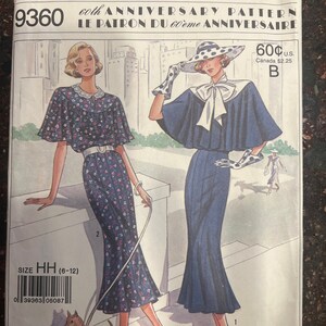 May include: A vintage Simplicity sewing pattern for a dress, featuring two women in different styles. The pattern is for size HH (6-12) and is a 60th anniversary edition. The pattern is priced at 60 cents US and $2.25 Canadian.