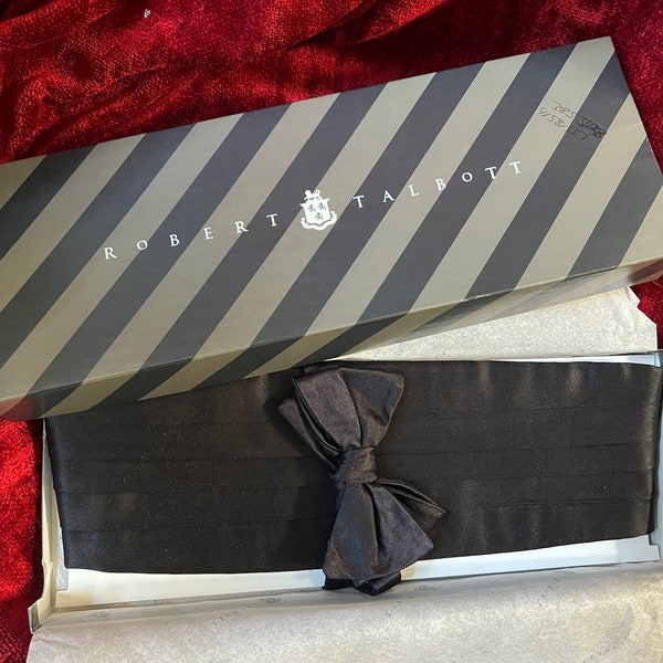 Robert Talbott men’s satin tuxedo cummerbund and bow tie