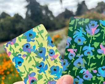 Vintage double deck of Congress playing cards blue flowers 1970’s with Cel-U-Tone in velvet box