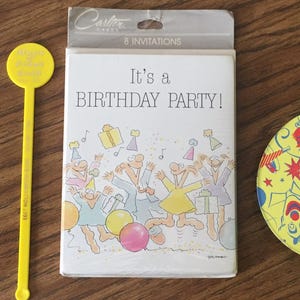 Vintage birthday party invitations pack of 8 sealed unopened  Carlton Cards 1987