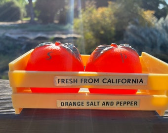 Vintage salt and pepper set oranges from California set of two 1960’s