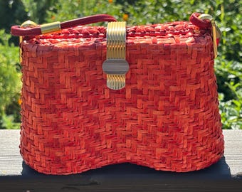 Red straw handbag shoulder bag Nordstrom brand small