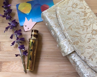 Vintage Morris Moskowitz small brocade clutch satin lining 1950’s vintage accessories small handbag