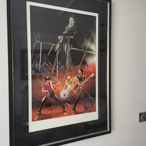 On stage suite - twang painted and signed by Ronnie Wood ( rolling Stones ) original print framed and mounted. Ronnie Wood Art.