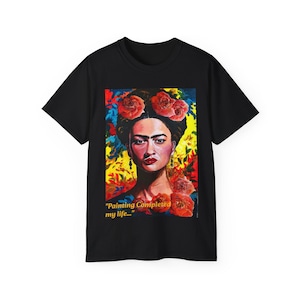 Frida Inspired Tee, Artistic Graphic T-Shirt, Unisex Cotton Shirt, Gifts for Art Lovers, Creative Wardrobe Essentials