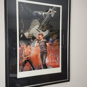On stage suite - weaving painted and signed by Ronnie Wood ( rolling Stones ) original print framed and mounted. Ronnie Wood Art.