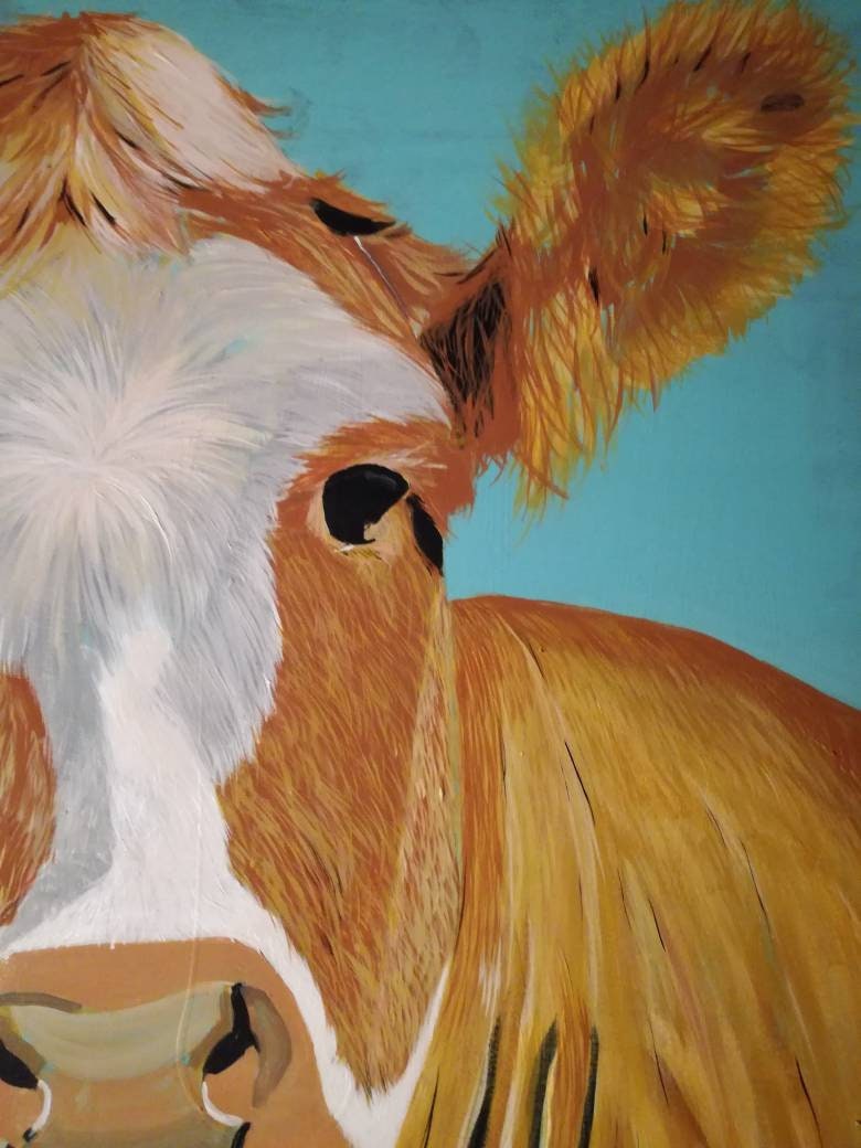 Cow Pop art style original painting acrylic on canvas