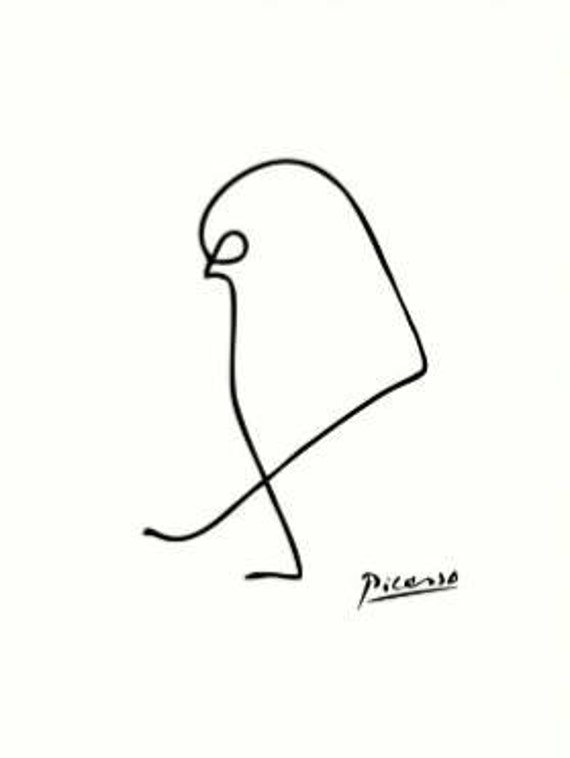 Dibujado a mano Pablo Picasso Sparrow Minimalista Wall Art - Etsy México