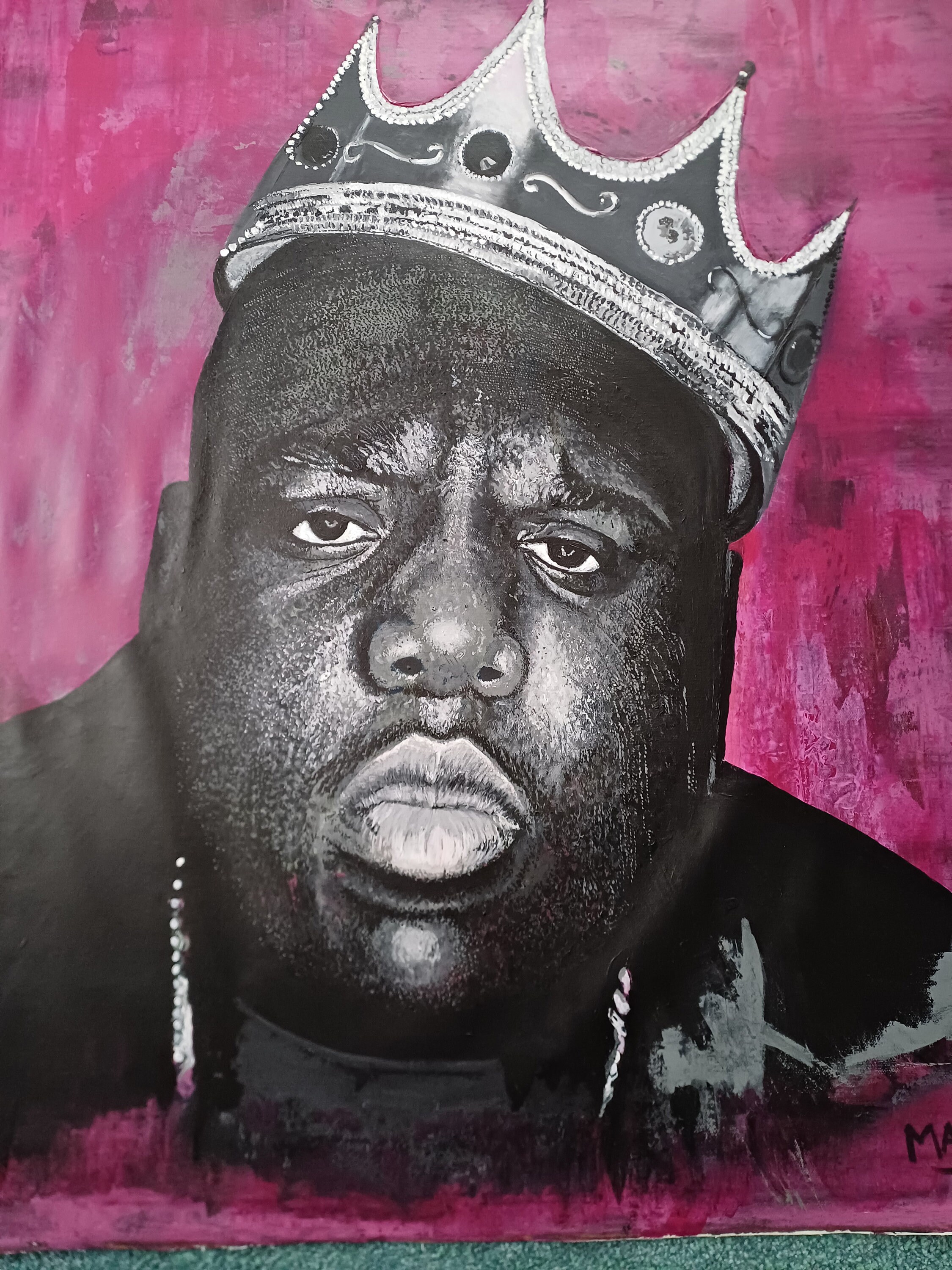 レア特大一点物notorious bigペイントアート Painting of Notorious B.I.G. Biggie Smalls. American RAP Artist