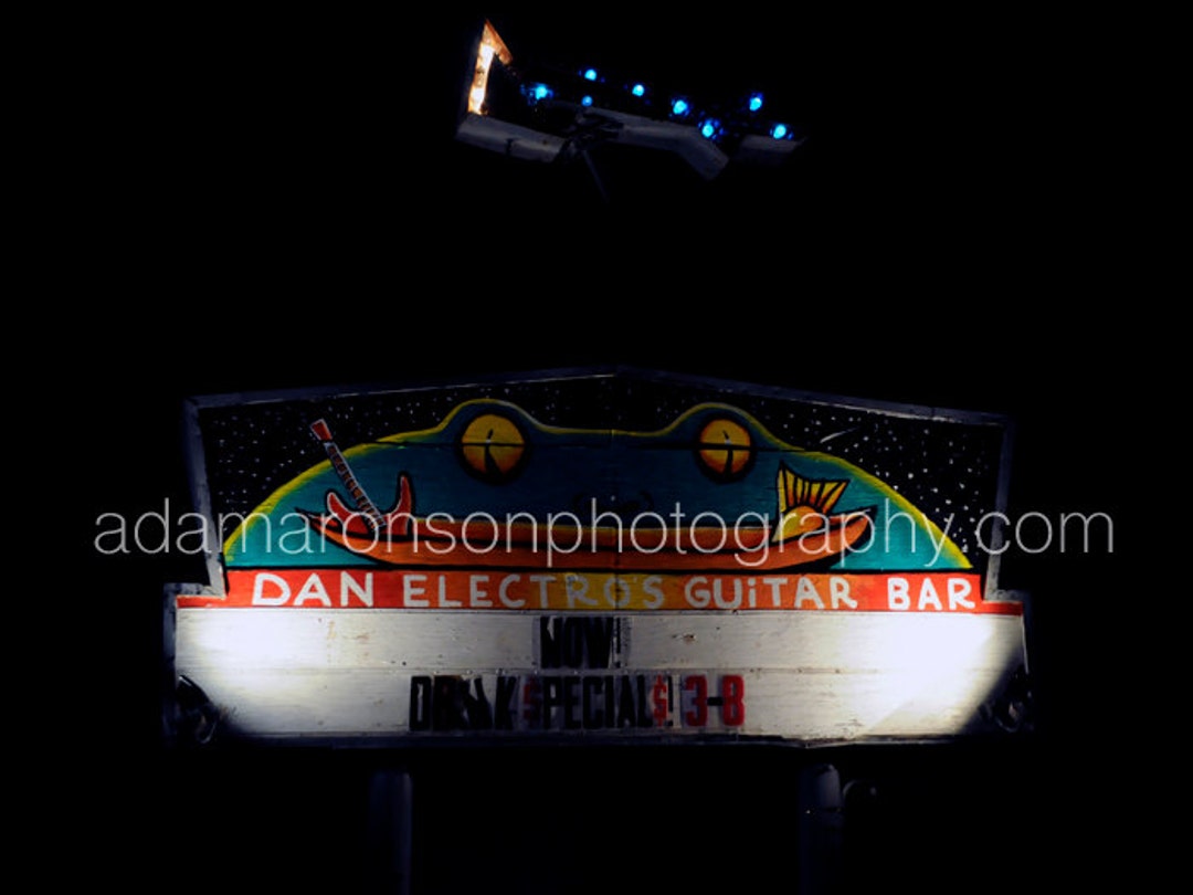 Photograph of Dan Electro's Guitar Bar Sign in Houston, Tx - Etsy