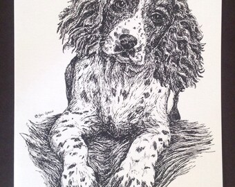 Springer Spaniel Puppy Art Print (Note Card) - SHIPS FREE!