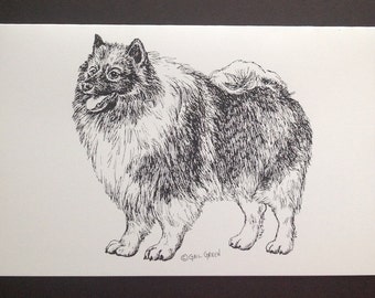 Keeshond Art Print (Note Card) - SHIPS FREE!