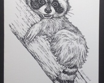 Raccoon Art Print (Note Card) - SHIPS FREE!