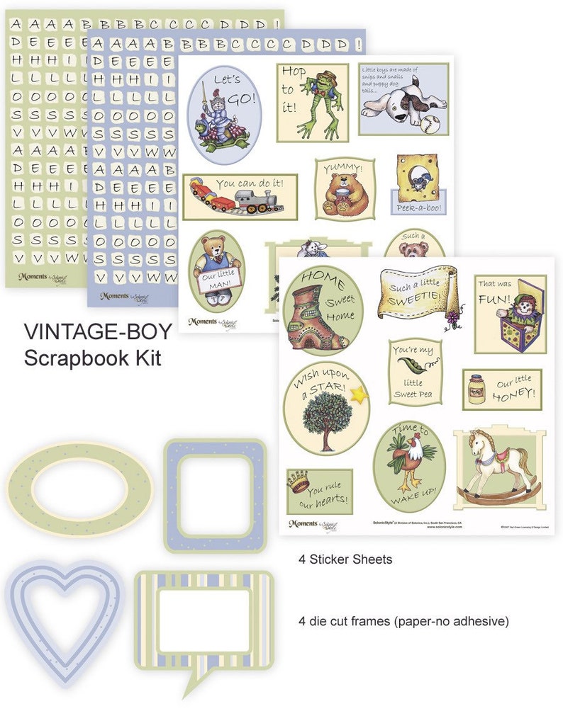 Baby Boy Scrapbook Kit Includes Album, Page Protectors, Papers, Die