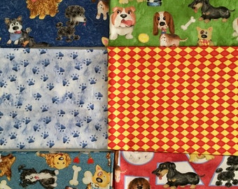 Happy Puppies Fat Quarter Bundle! Six coordinating Designs