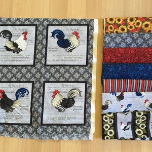 On the Farm (Greystone) Sunflower Rooster Fabric Collection - Sold by the Yard!