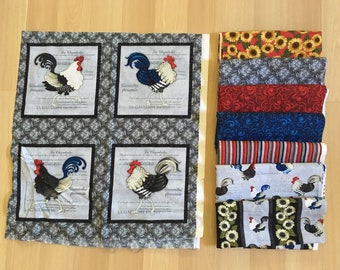 On the Farm (Greystone) Sunflower Rooster Fabric Collection - Sold by the Yard!