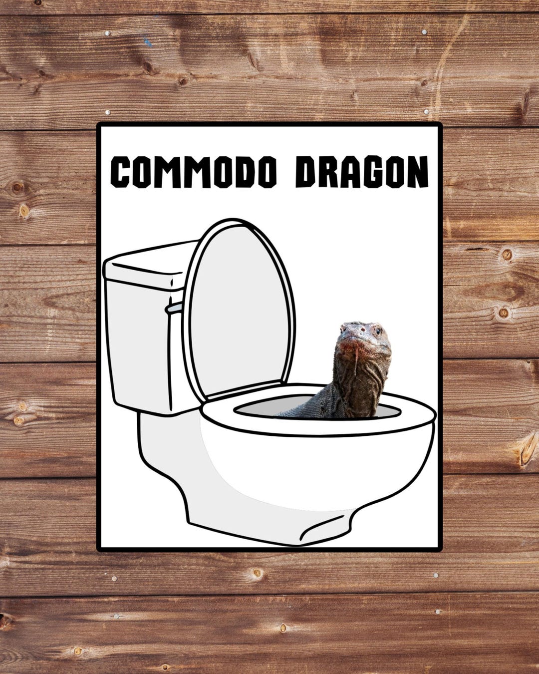 Komodo Dragon Humorous Rolled Poster Bathroom Decor, Prank Gift, Funny ...